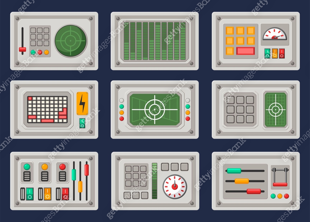 Different control panels cartoon illustration set 이미지 (1399413751) 일러스트 ...