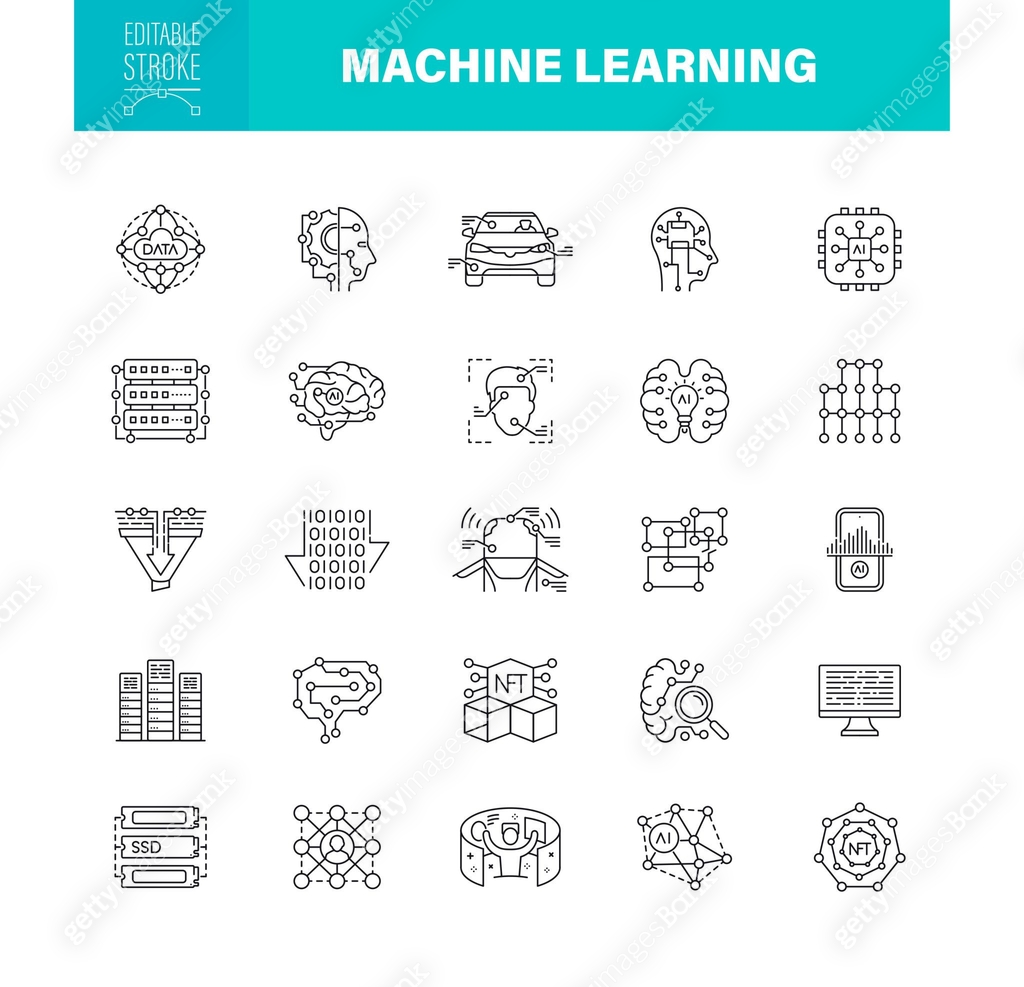 Language Machine Learning Icon Machine Learning Icons Editable Stroke. The set contains icons as ...