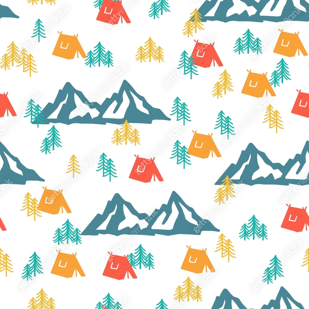 Camp Pattern Background Summer Camp Area Vector Graphic Art Seamless Pattern 이미지 (1397046792 ...