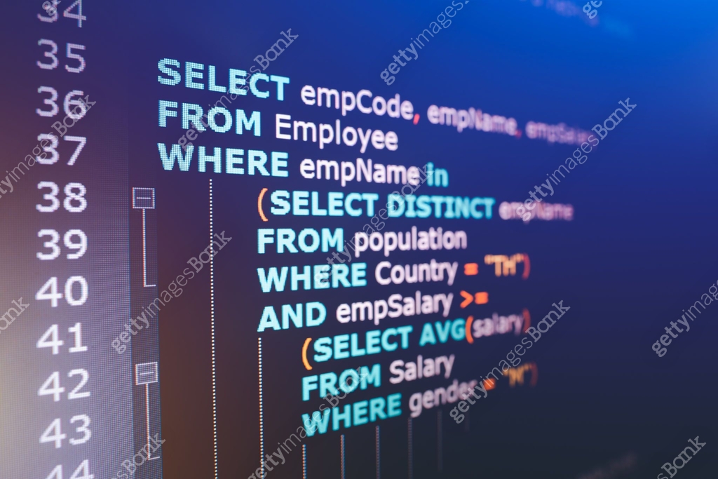 Jqueary Sql Code SQL (Structured Query Language) code on computer monitor. Example of ...