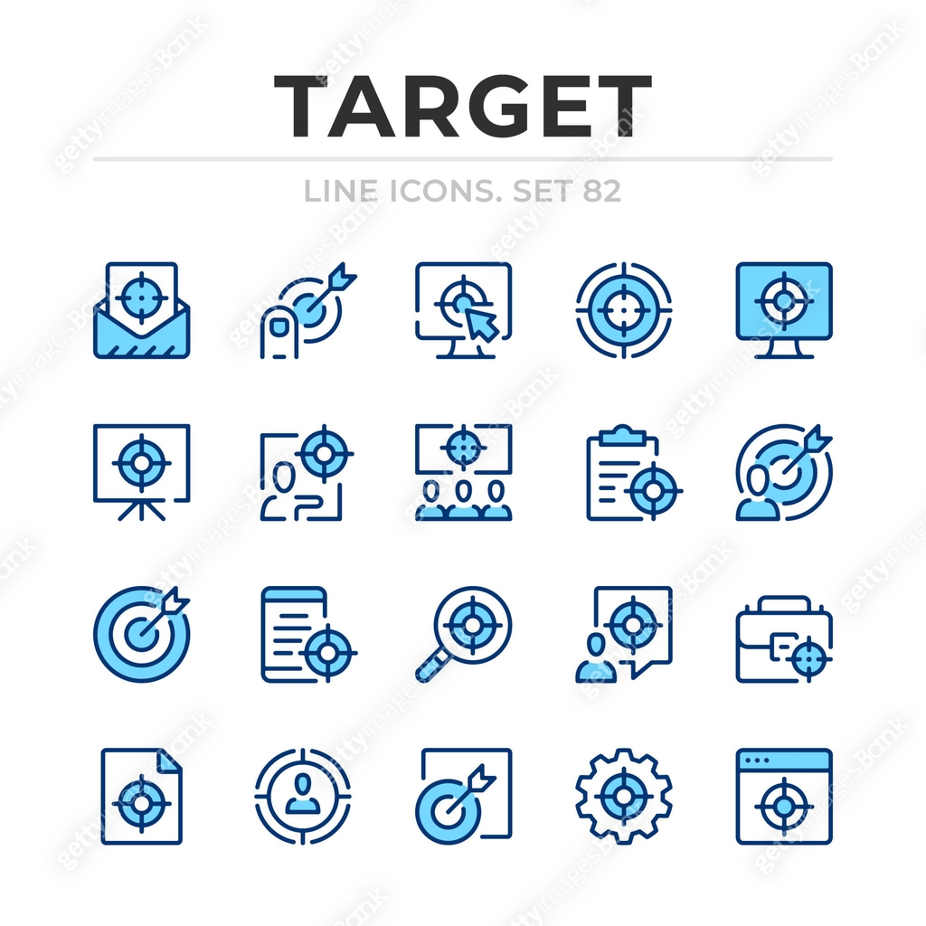 Target vector line icons set. Thin line design. Modern outline graphic ...