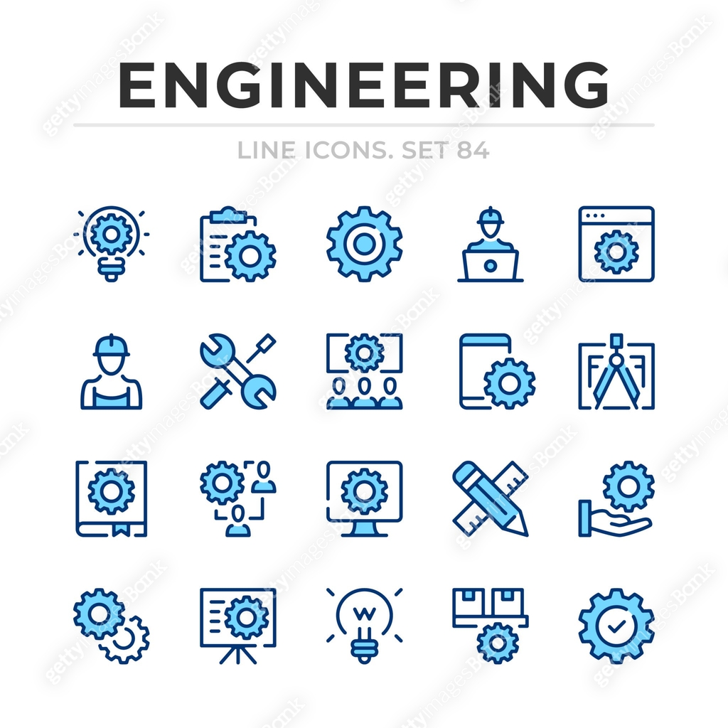 Simple Engineering Vector Engineering vector line icons set. Thin line design. Modern outline ...