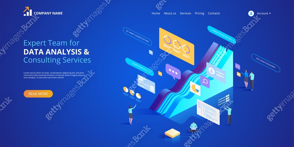 Expert Team for Data analysis & Consulting Services. Vector isometric ...
