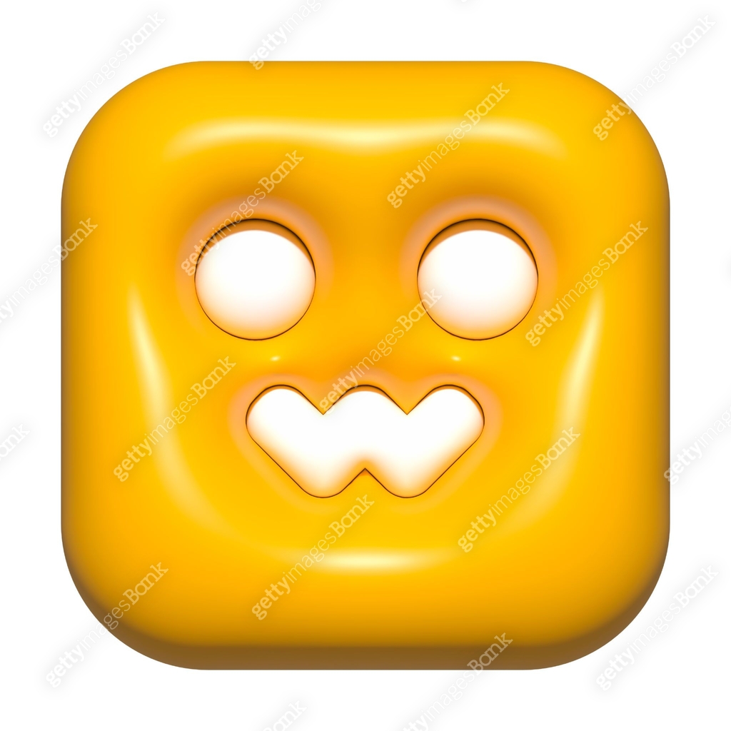 emoji face 3d icon yellow, emoji square face 이미지 (1394996356) - 게티이미지뱅크