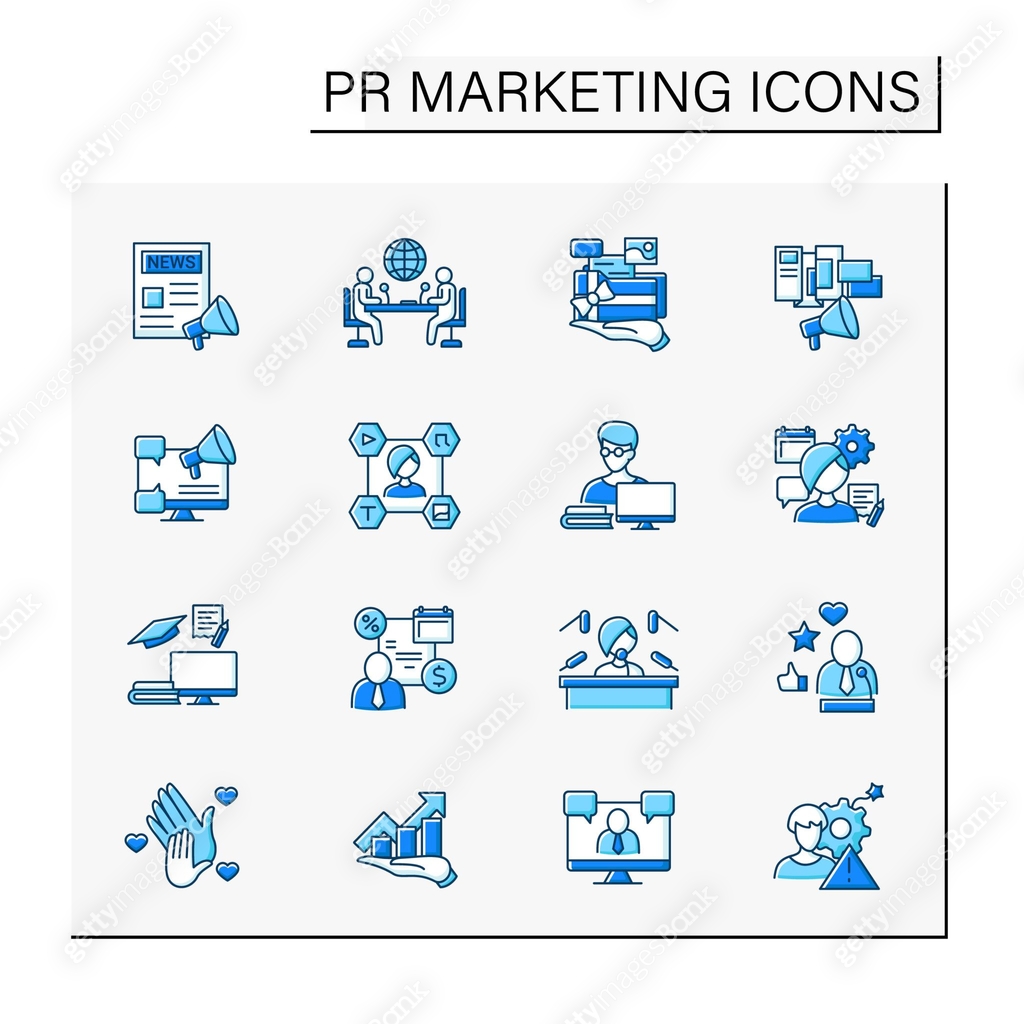 PR marketing color icons set 이미지 (1402910020) 일러스트, 무료 일러스트 - 게티이미지뱅크