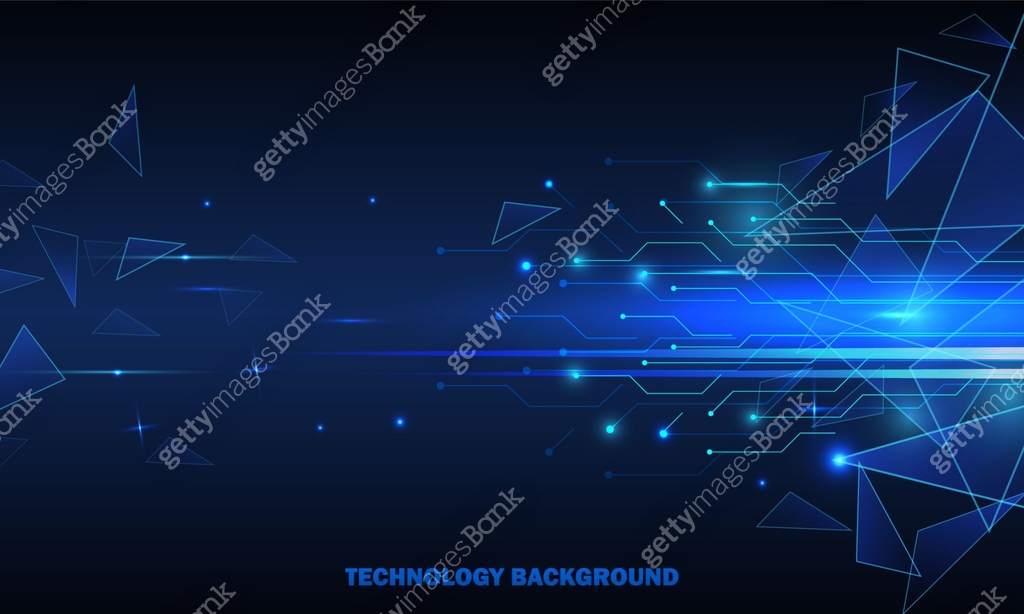 Abstract technology concept particle connection background with blue ...