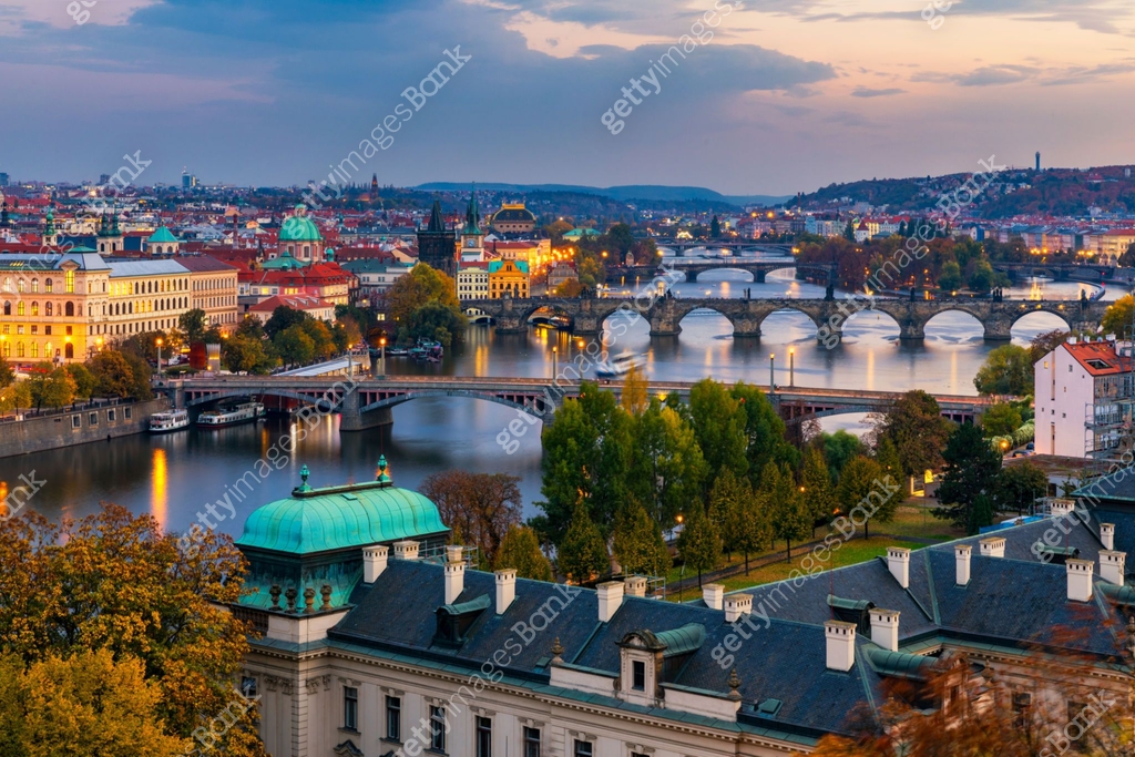 Autumn View To Charles Bridge On Vltava River In Prague Czech Republic autumn-view-to-charles-bridge-on-vltava-river-in-prague-czech-republic