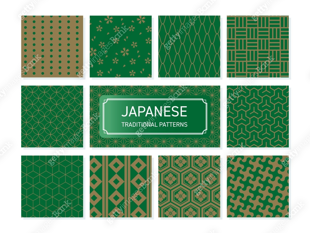 Green and gold Japanese pattern vector set 이미지 (1404564604) 일러스트, 무료 ...