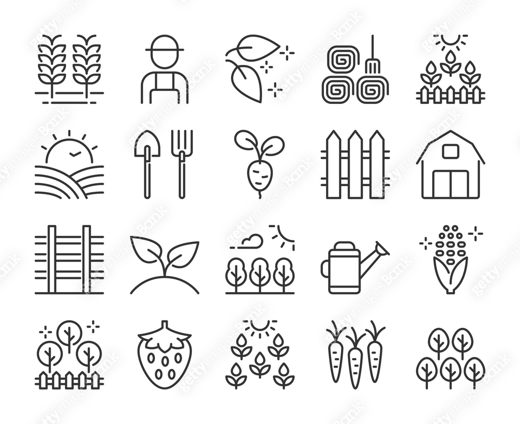 Farming icons. Farming and Agriculture line icon set. Editable Stroke ...