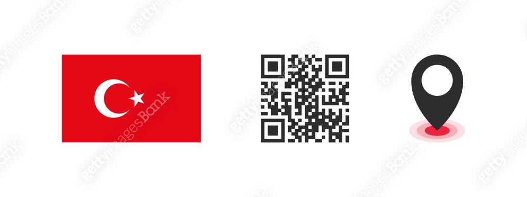 Turkish flag. Flag of the country, QR code with geolocation of the ...
