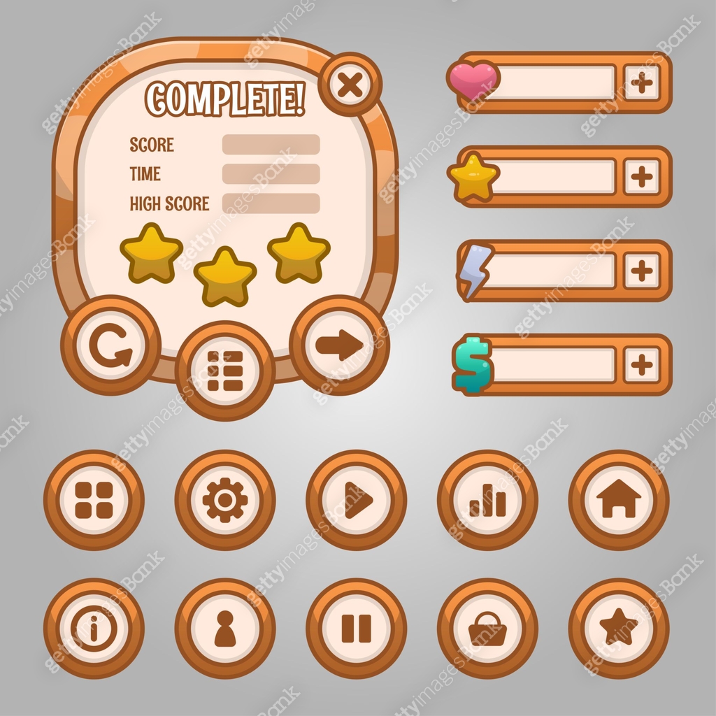 Question Gui Game Vector game template gui kit. Game graphical user Interface GUI for ...