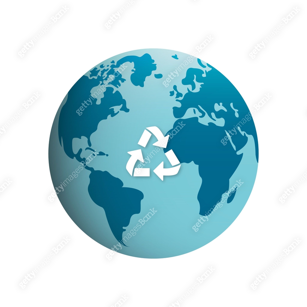 Circle Globe with Triangle Arrow Recycle Symbol. Save World Reuse ...