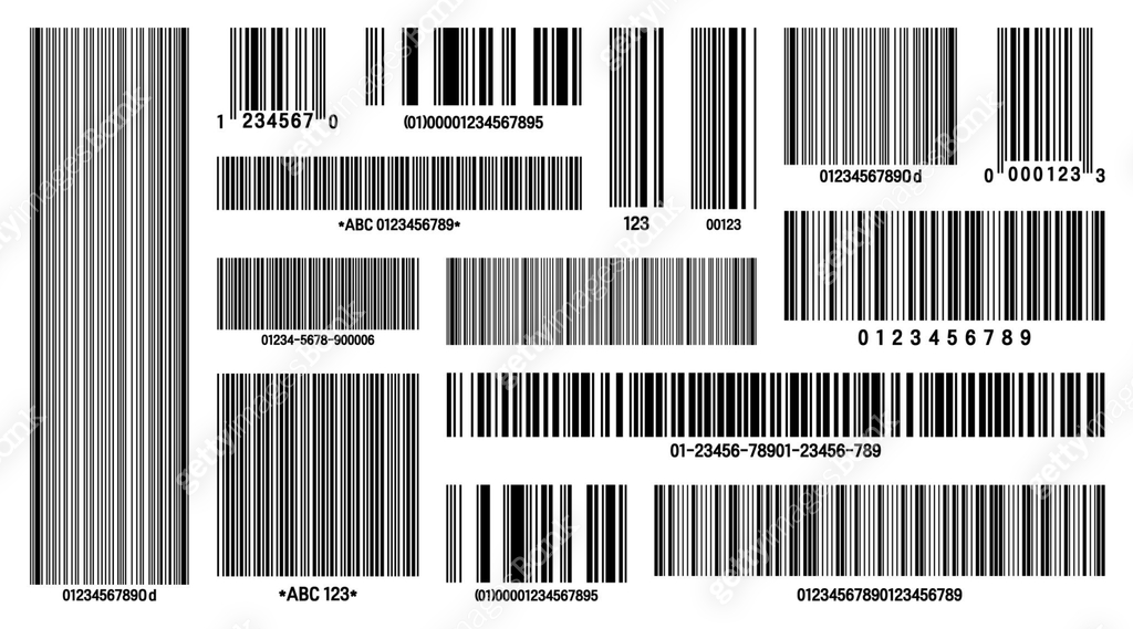 Set of product barcodes. Identification tracking code. Serial number ...