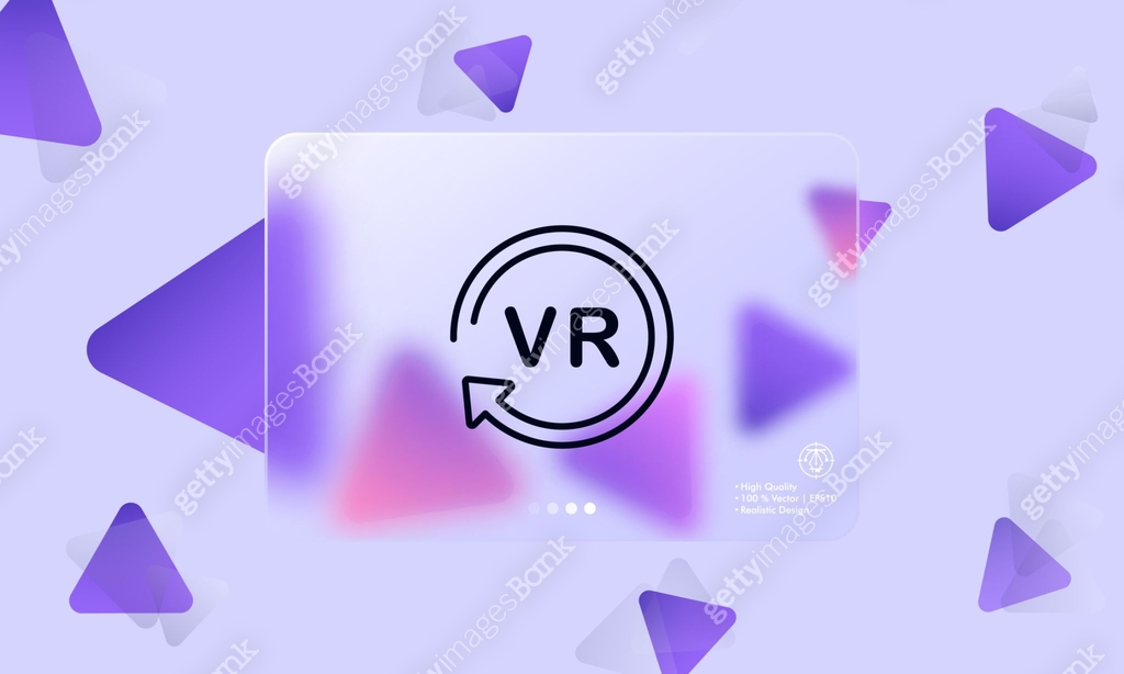 VR sign with circular arrow line icon. Virtual reality, metaverse ...