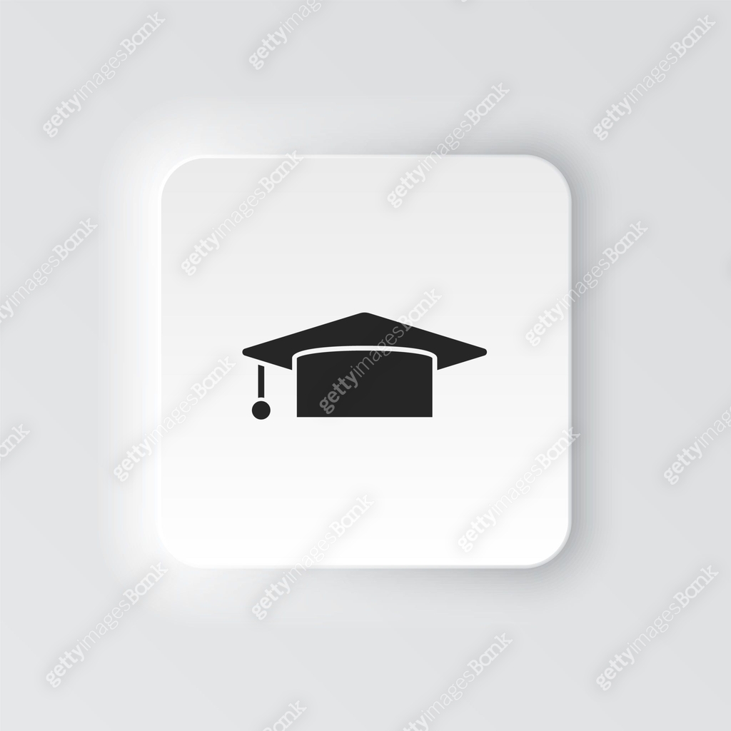 Rectangle button icon Graduation cap. Button banner Rectangle badge ...