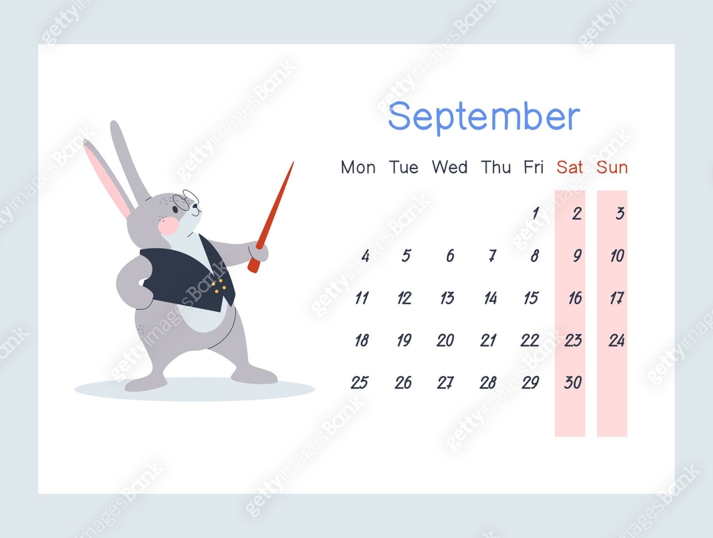 Sept Rabbit The rabbit stands with a teacher's pointer in its paw. Hare in a vest ...