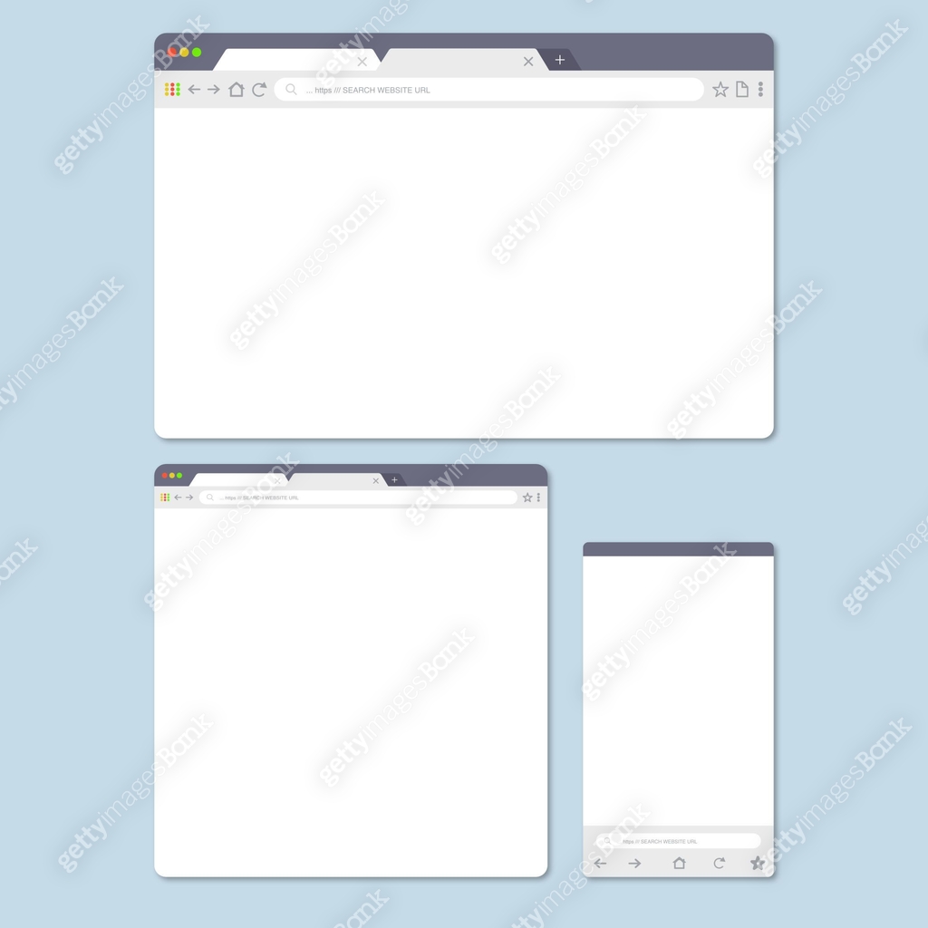 Web pages layout. Internet browser windows with website elements ...