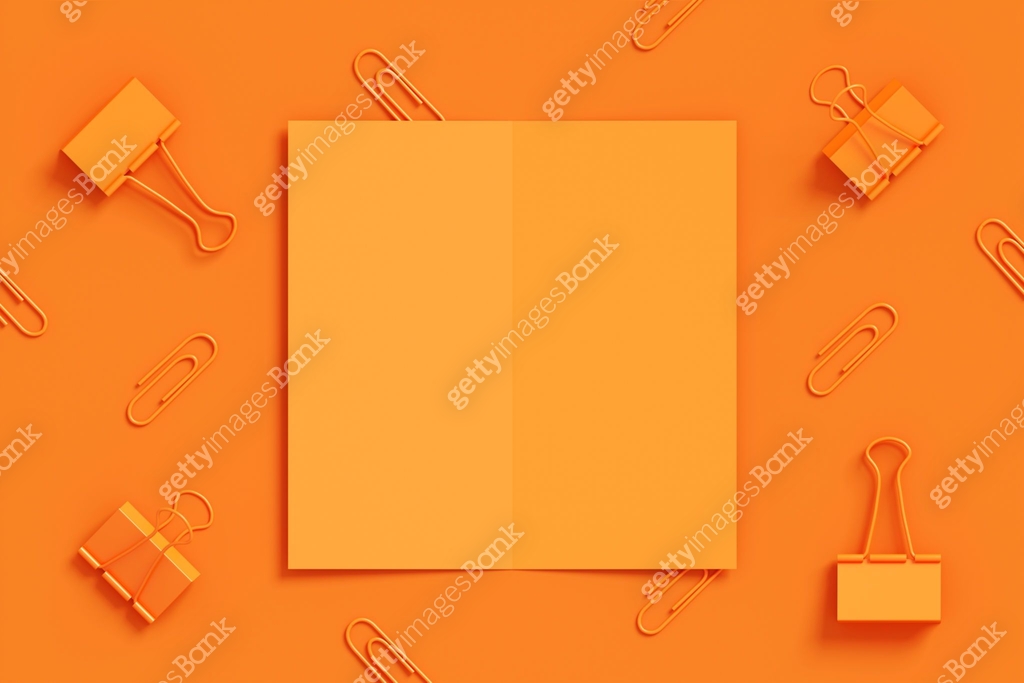 Orange clip paper background with 3d note paperclip colorful shade ...