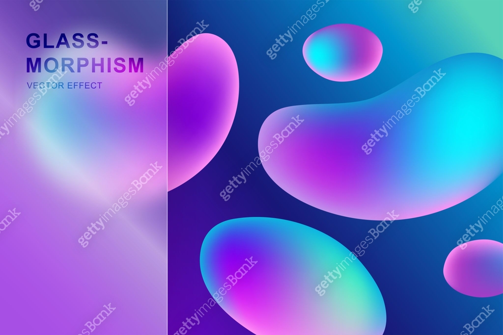 Liquidomorphism Glass morphism template. Plastic rectangle of transparent plastic with ...