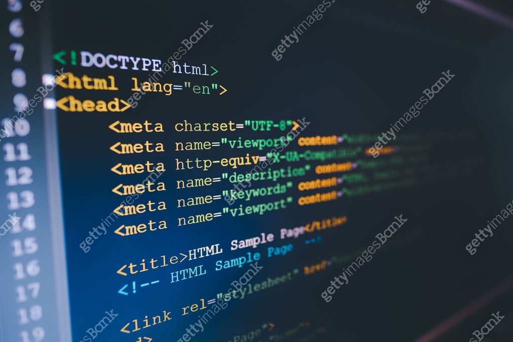 HTML code on computer monitor. Software / Web Developer Programming ...