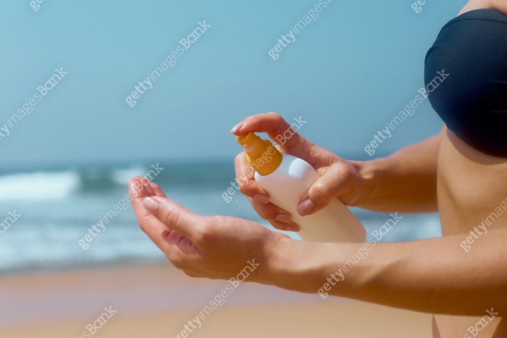 Suncreen Hand Female Hands With Sun Protection Cream Skin Care Concept. Sunscreen ...