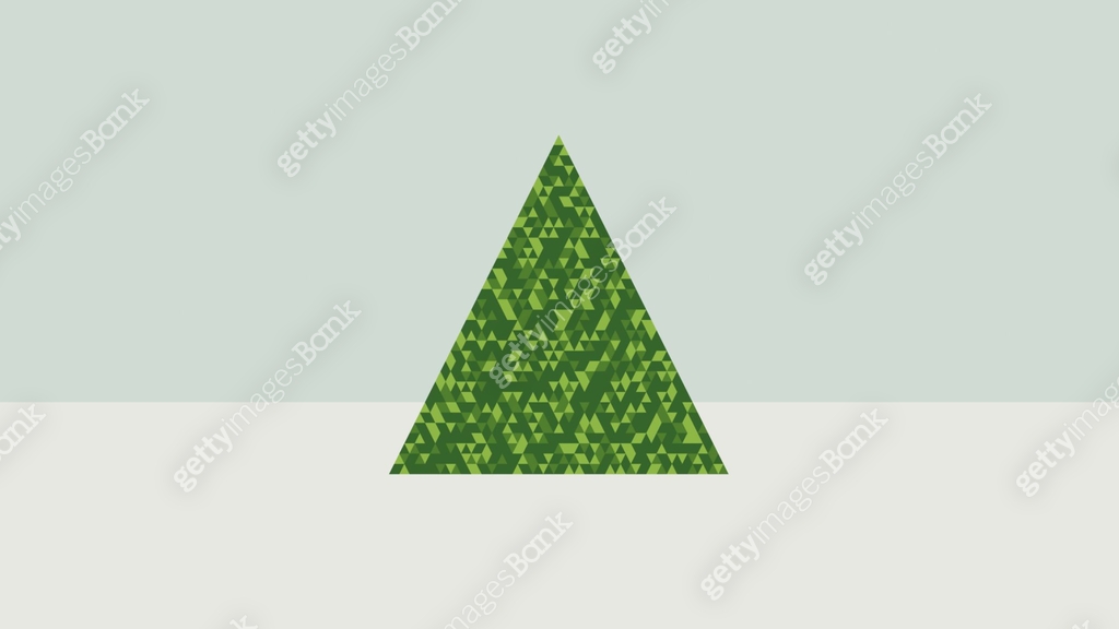 Abstract Christmas Tree Made out of Green Triangles with Pastel Blue ...