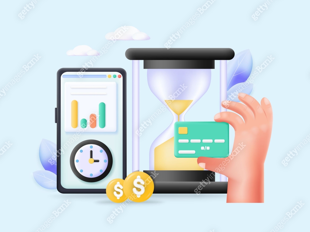 Time is money concept 3d vector illustration 이미지 (1411555076) 일러스트, 무료 ...