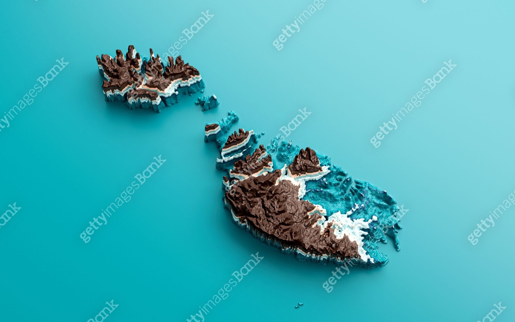 Topographic Malta Map Hypsometric Malta Elevation tint Spectral Shaded ...