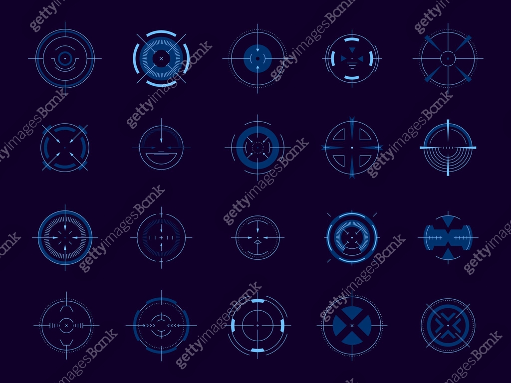 Aim System.drawing HUD circle aim. Target system futuristic game user interface, military ...