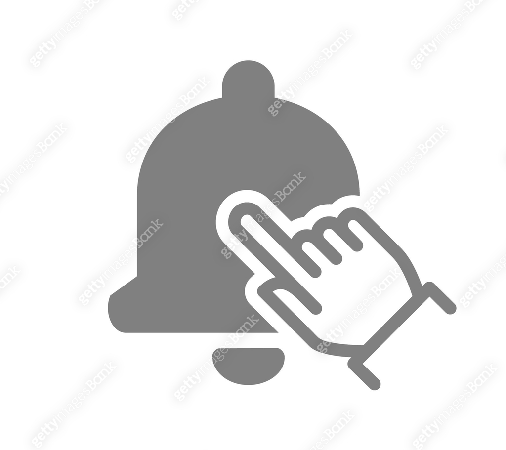 Click Bell Button Finger click the notification bell icon. Subscribe button, bell ...