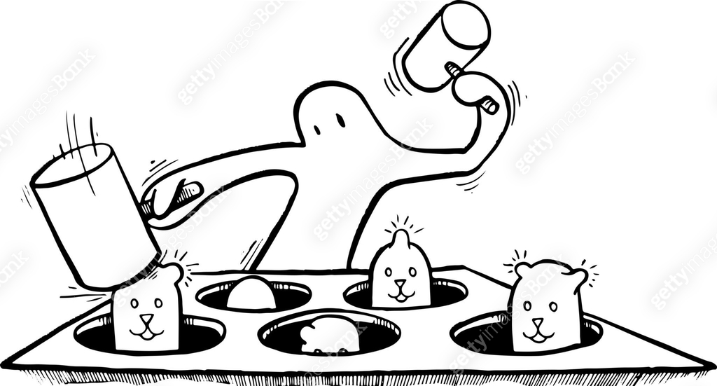 Whack a Mole Game - Black and White Vector Illustration 이미지 (1415993001 ...