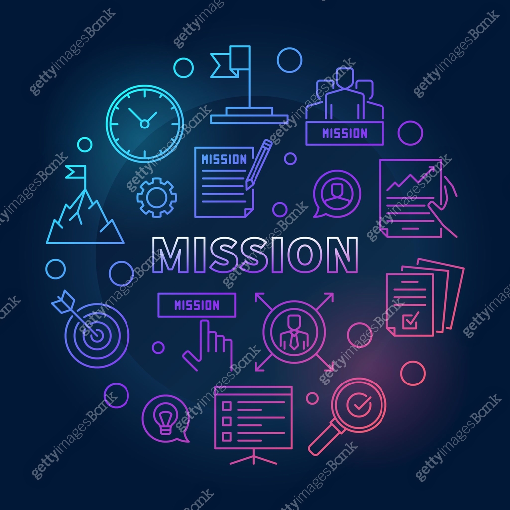 Mission vector circular outline colored illustration 이미지 (1419822836 ...