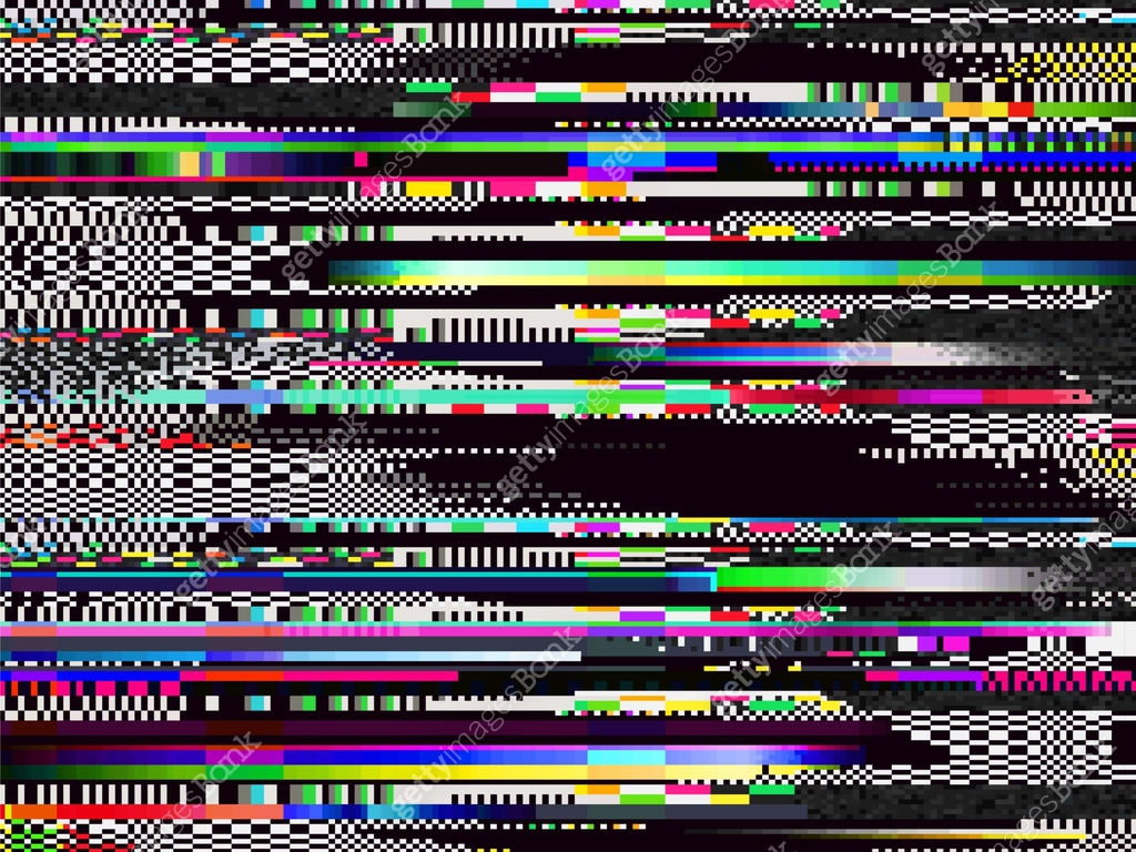 Technology Fail Screen Glitch. Computer screen error. Digital pixel noise abstract design ...