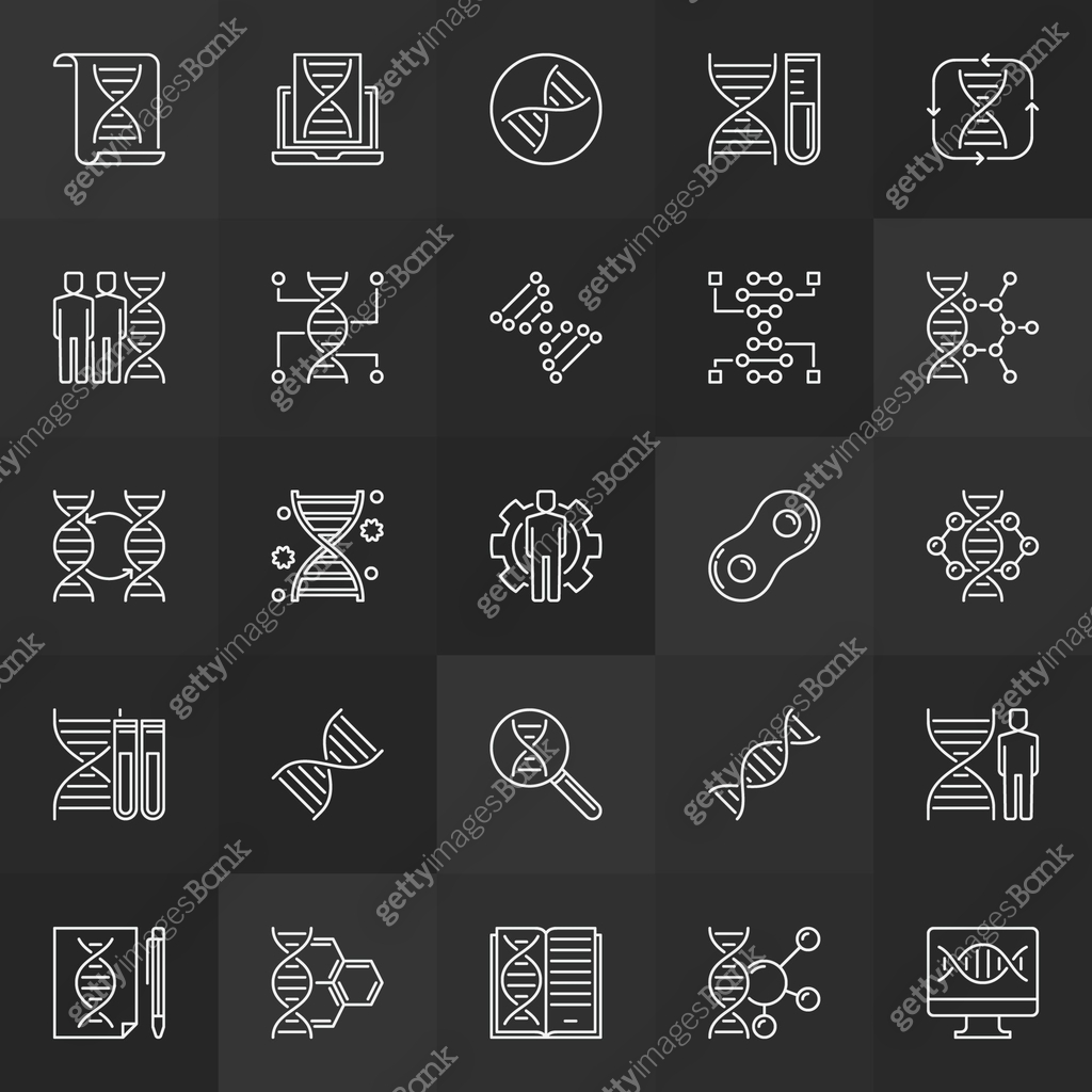 Genetic engineering vector linear icons. Genetics line signs 이미지 ...