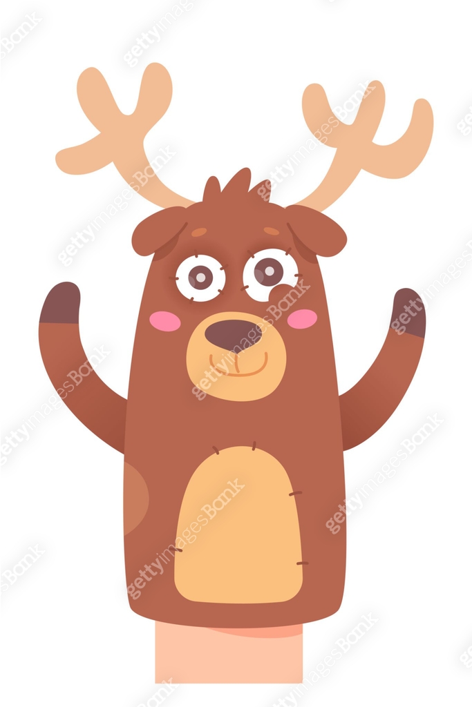 Funny deer, hand or finger puppet doll for kids show, isolated cute ...