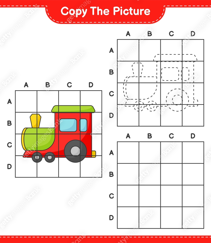 Train Grid Paper Copy the picture, copy the picture of Train using grid lines ...