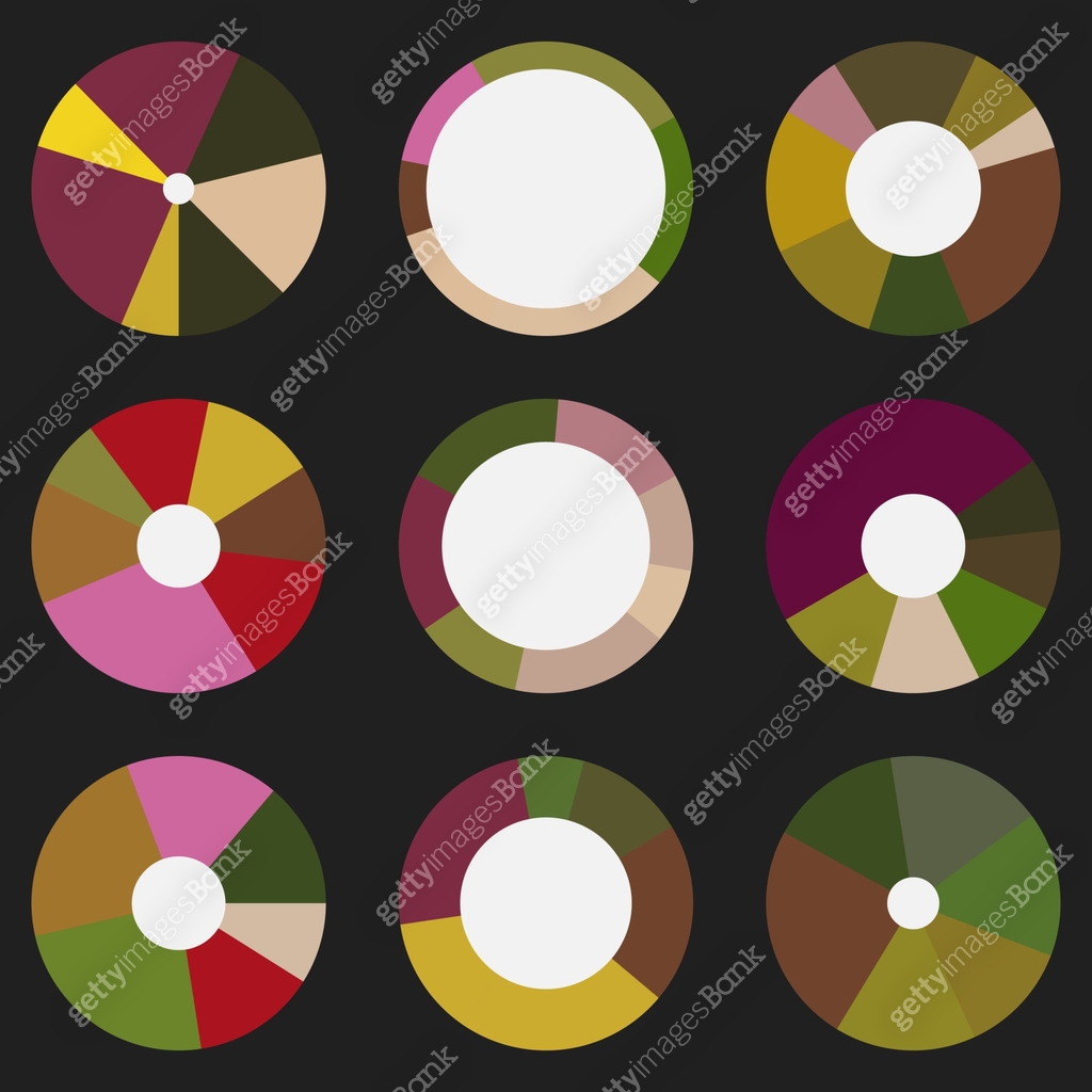 Vector abstract set of colors progress bar pie chart 5 6 8 segment