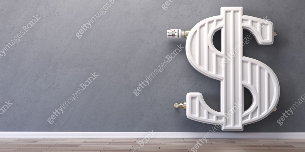 Heating Radiator Sign Heating radiator in form of dollar sign. Energy crisis, energy ...