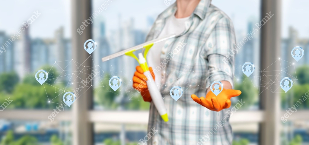 Clean Remove Location Cleaning lady shows cleaning locations . 이미지 (1417084470) - 게티이미지뱅크