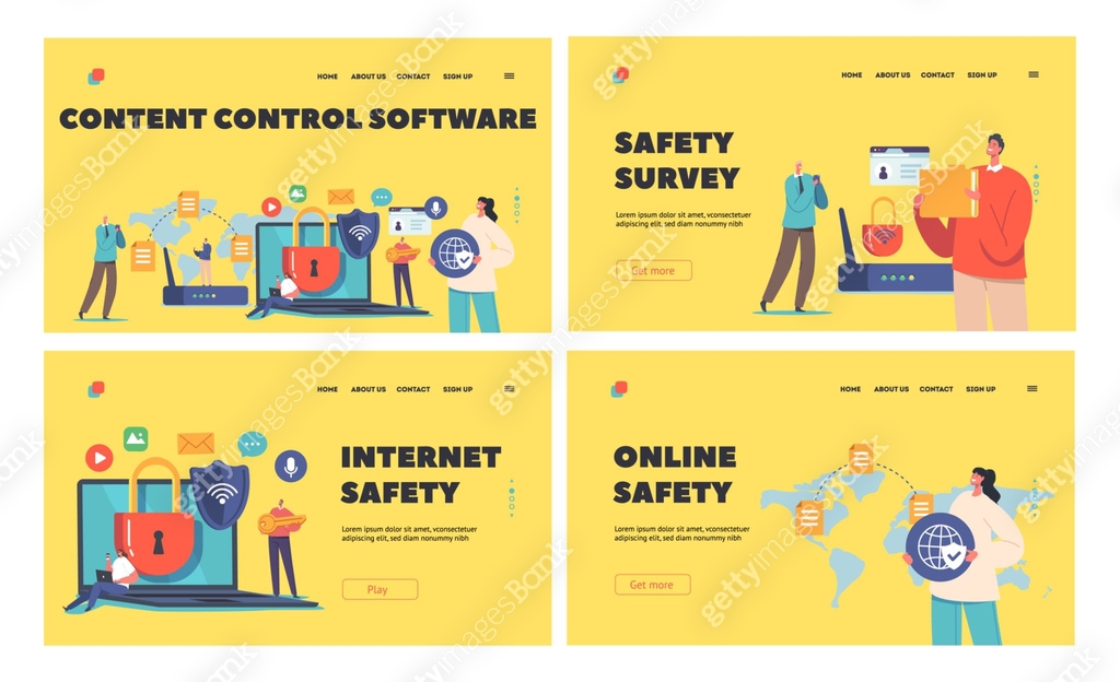 Computer Software Safety Internet Safety, Content Control Software Landing Page Template Set ...