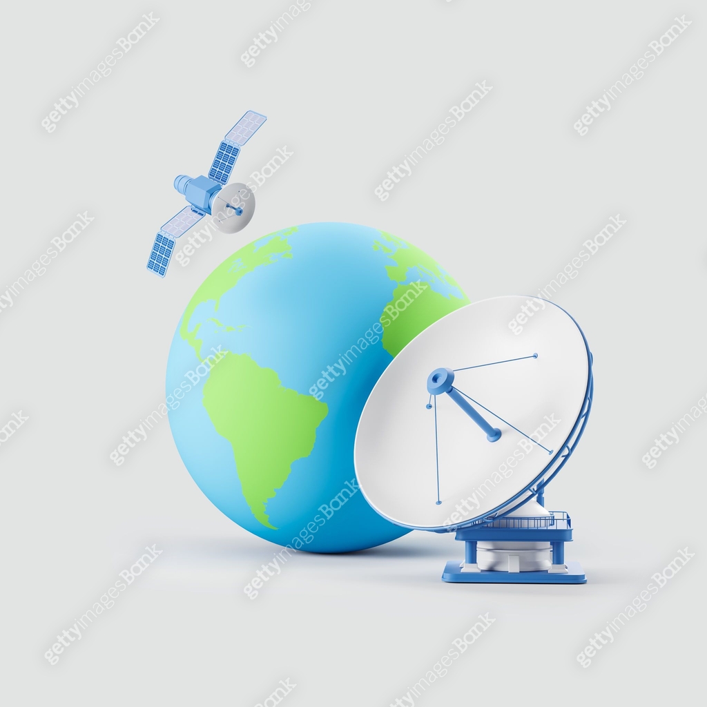 Spherical Intenna Icon Earth sphere and antenna with satellite, worldwide network 이미지 ...