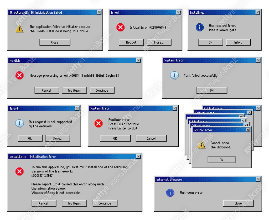 Error message windows, computer system warning 이미지 (1437631174) 일러스트 ...