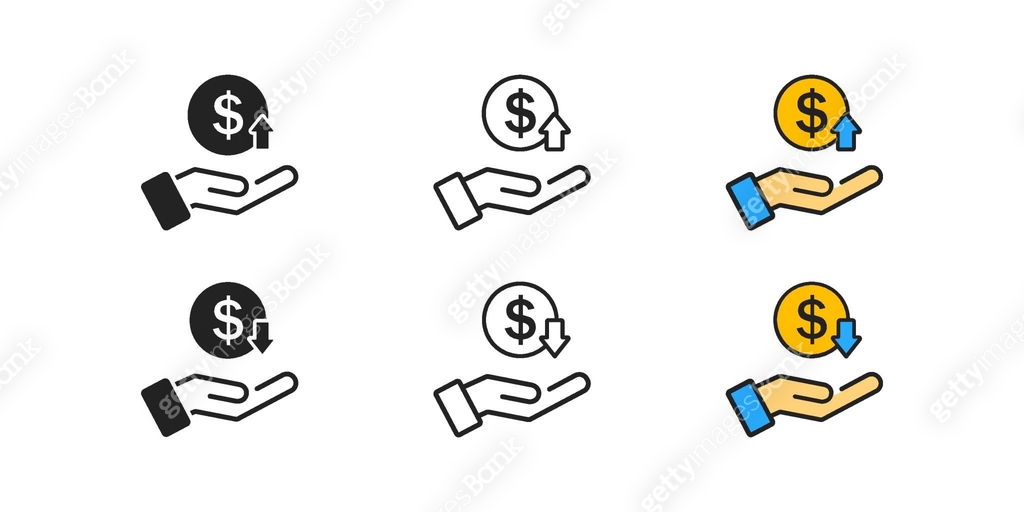 Dollar rate increase icon. Cost and price rising concept. Inwestment ...