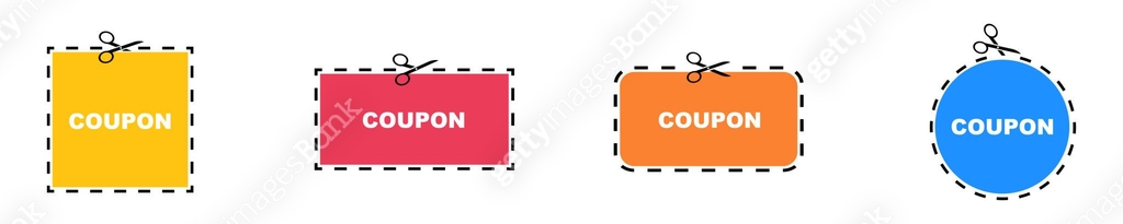 Set of coupons with scissors. Cut with scissors discount or promo ...