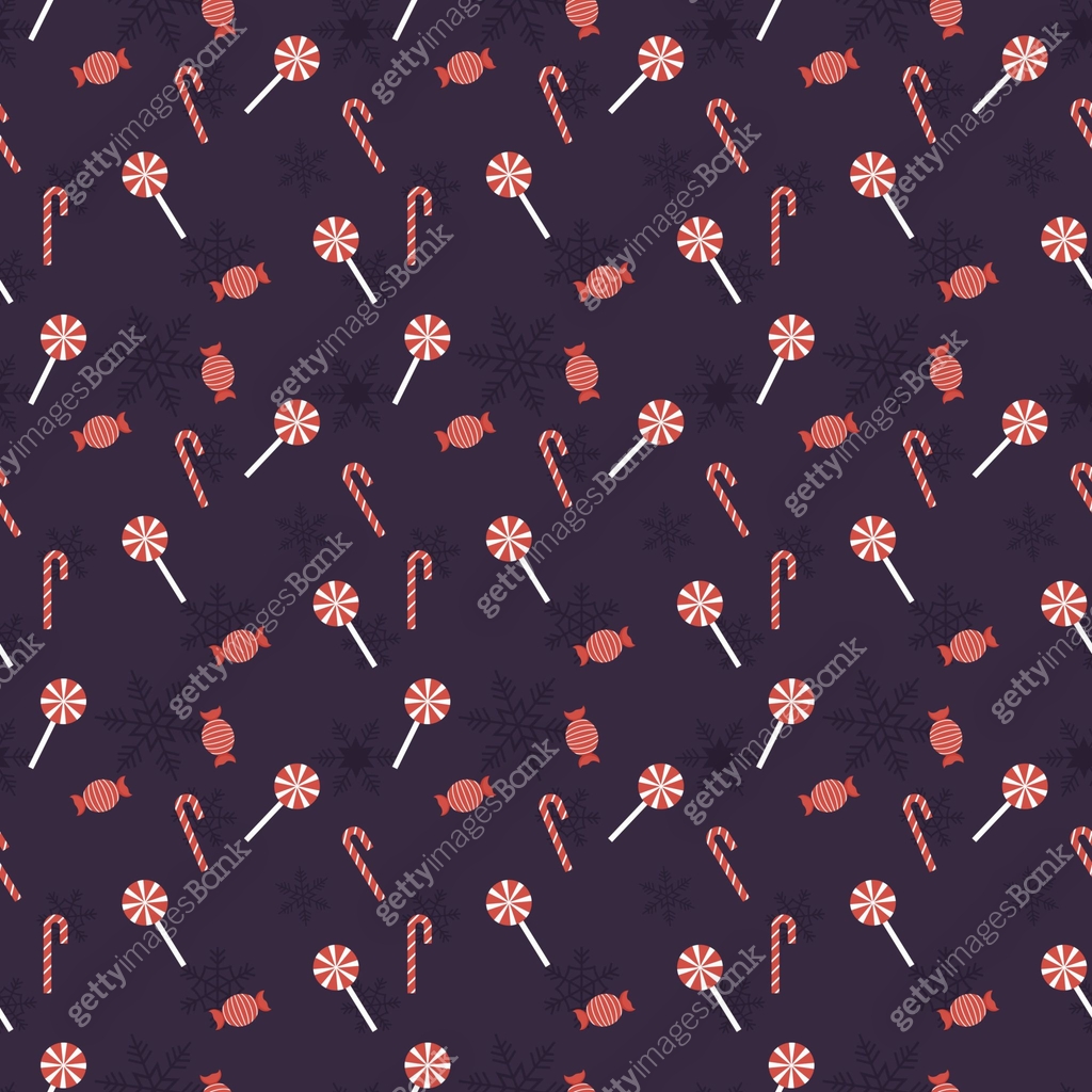 lollipop, candy cane, candy and Snowflakes vector repeat pattern, Hand ...