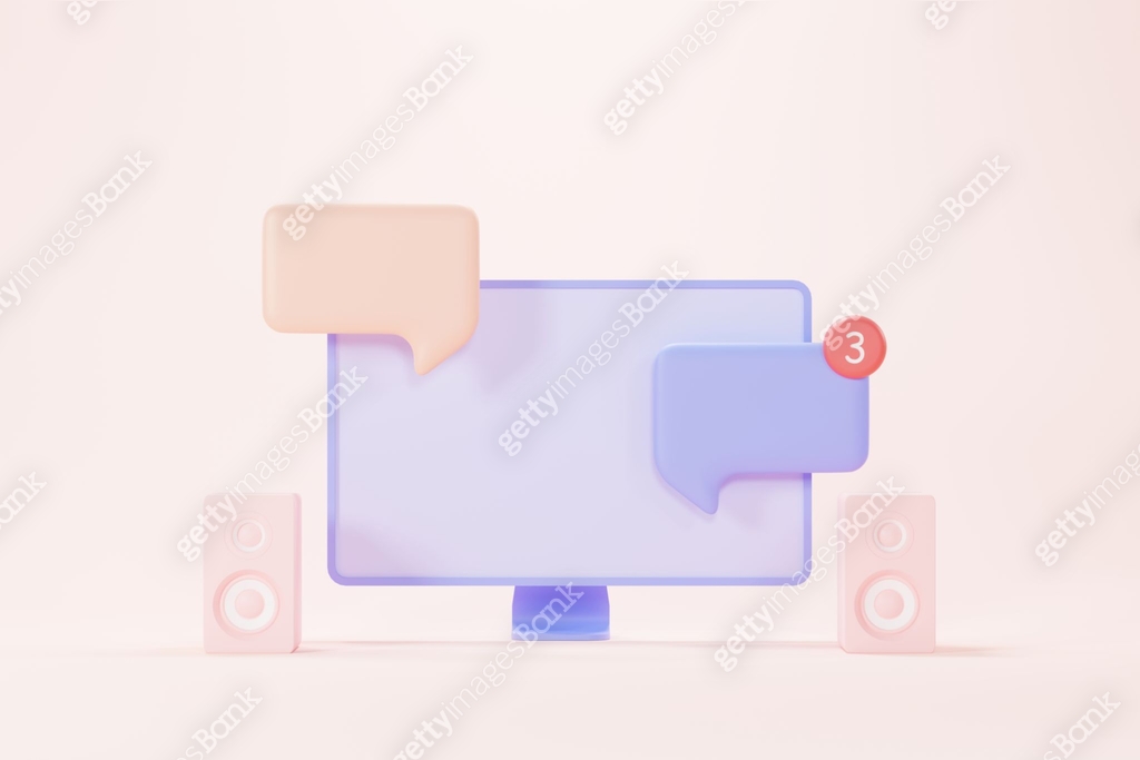 3d render of bubble chat or talk bar with notification. Social media ...