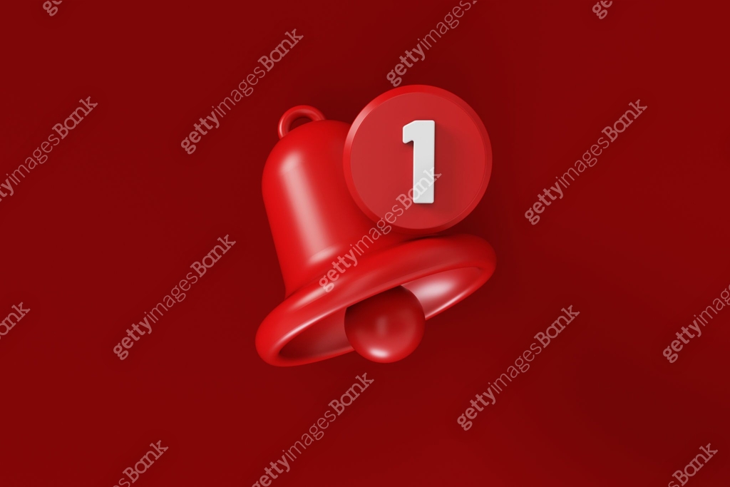 Red Notification Bell And Number 1 On Red Background 이미지 (1455407894 ...
