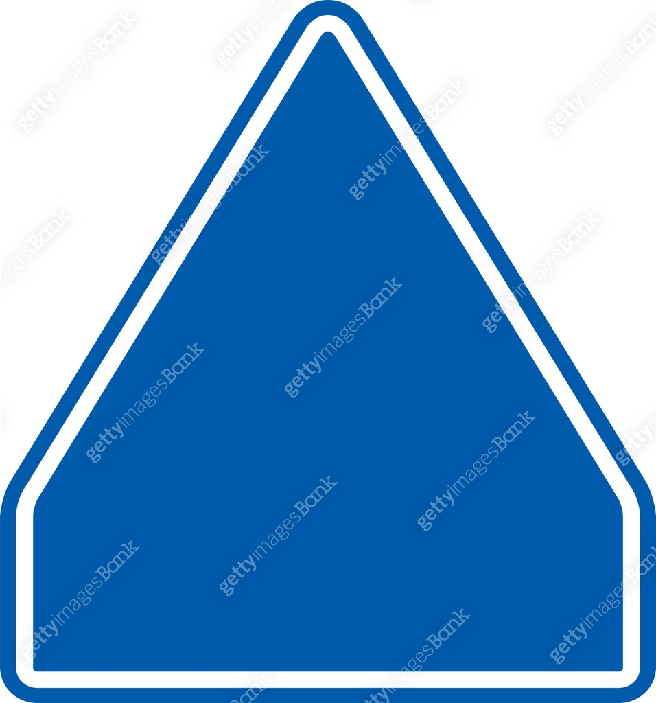 Frame of blue triangle direction sign used on the road / illustration ...