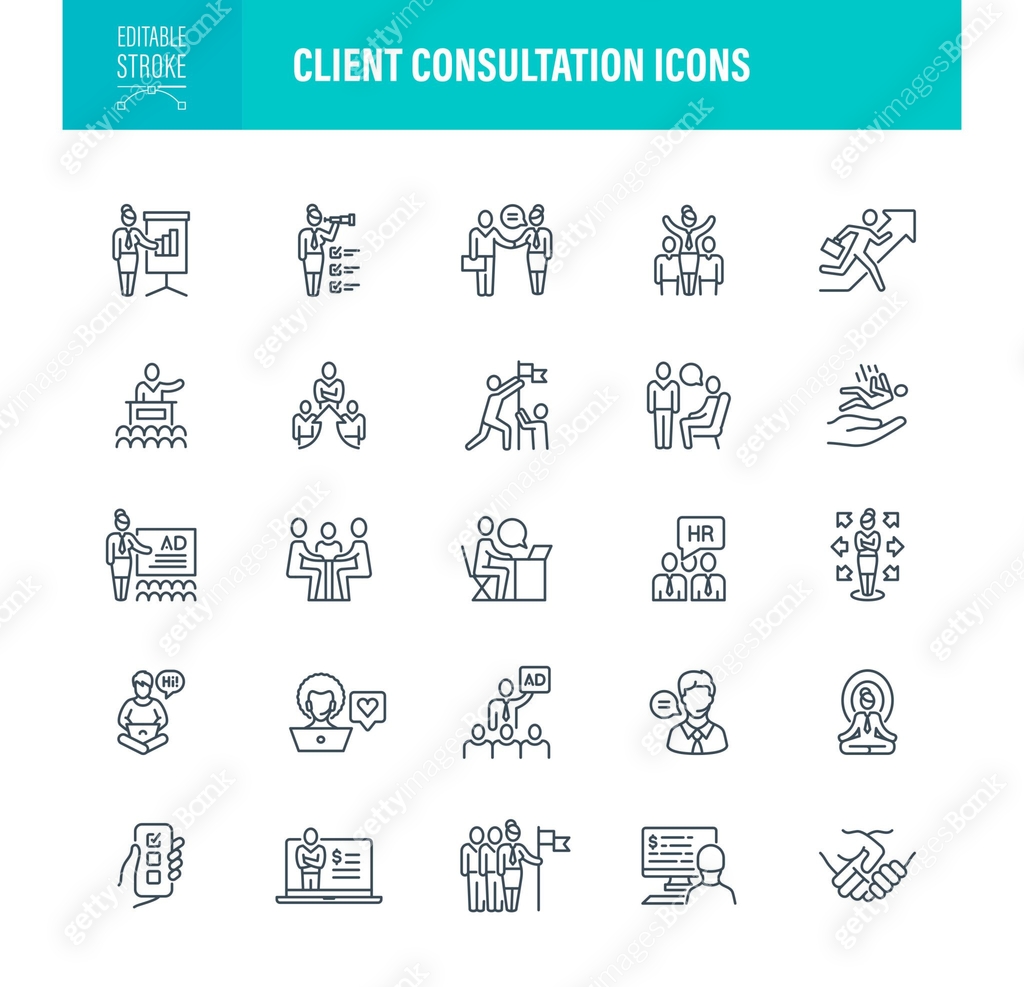 Client Works Icon Client Consultation Icons Editable Stroke 이미지 (1456529897) 일러스트, 무료 ...