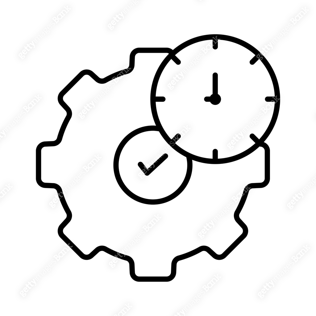 Gear icon illustration with clock. suitable for project time icon. icon ...